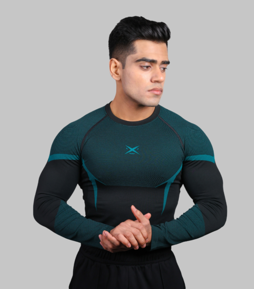 PHANTOM SEAMLESS T-SHIRT TEAL BLUE FULL SLEEVES