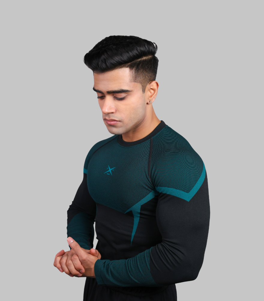 PHANTOM SEAMLESS T-SHIRT TEAL BLUE FULL SLEEVES