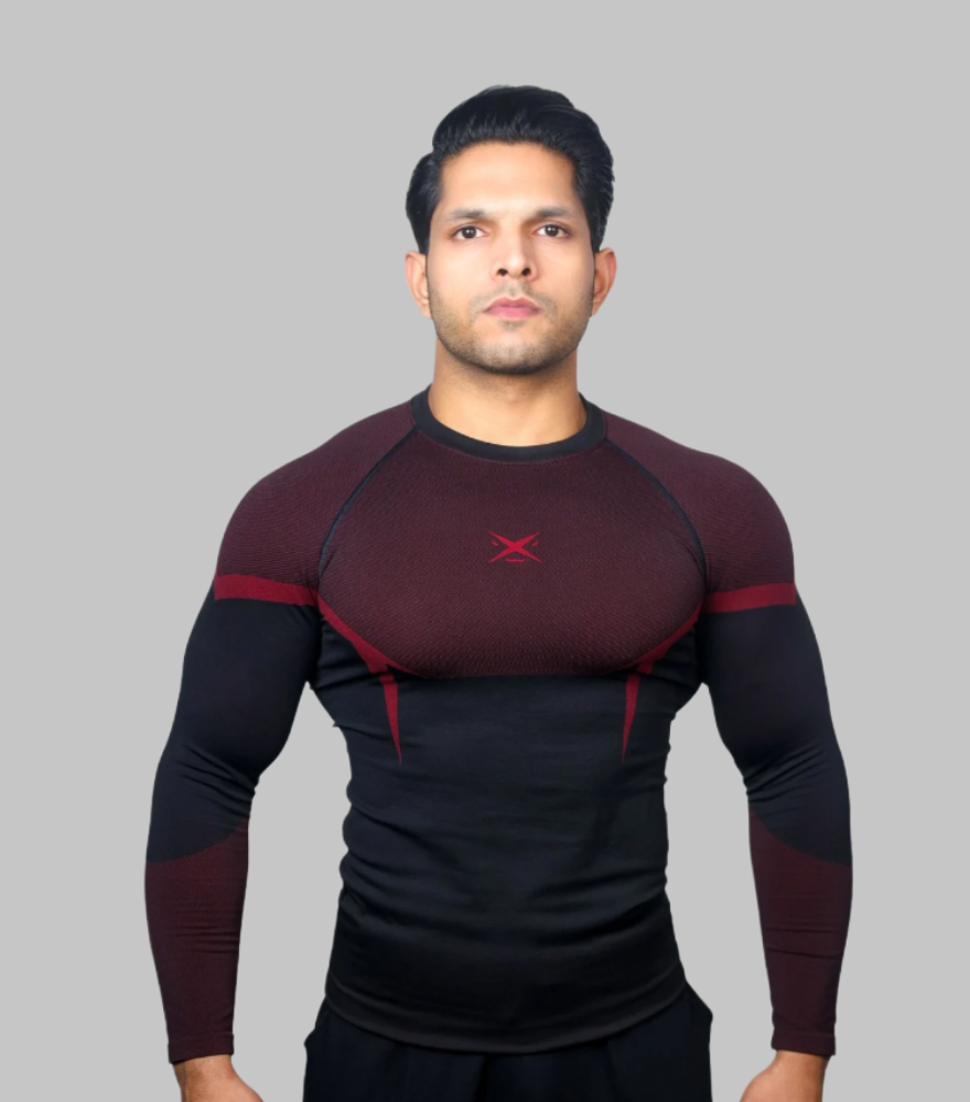 PHANTOM SEAMLESS T-SHIRT CARMINE RED FULL SLEEVES