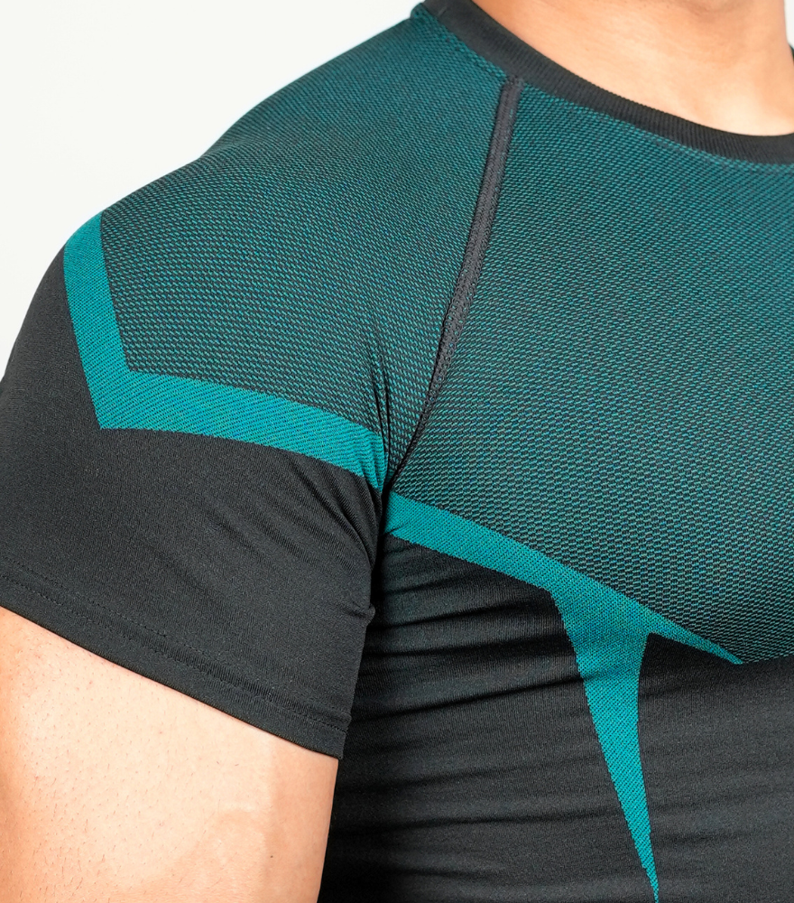 PHANTOM SEAMLESS T-SHIRT TEAL BLUE HALF SLEEVE
