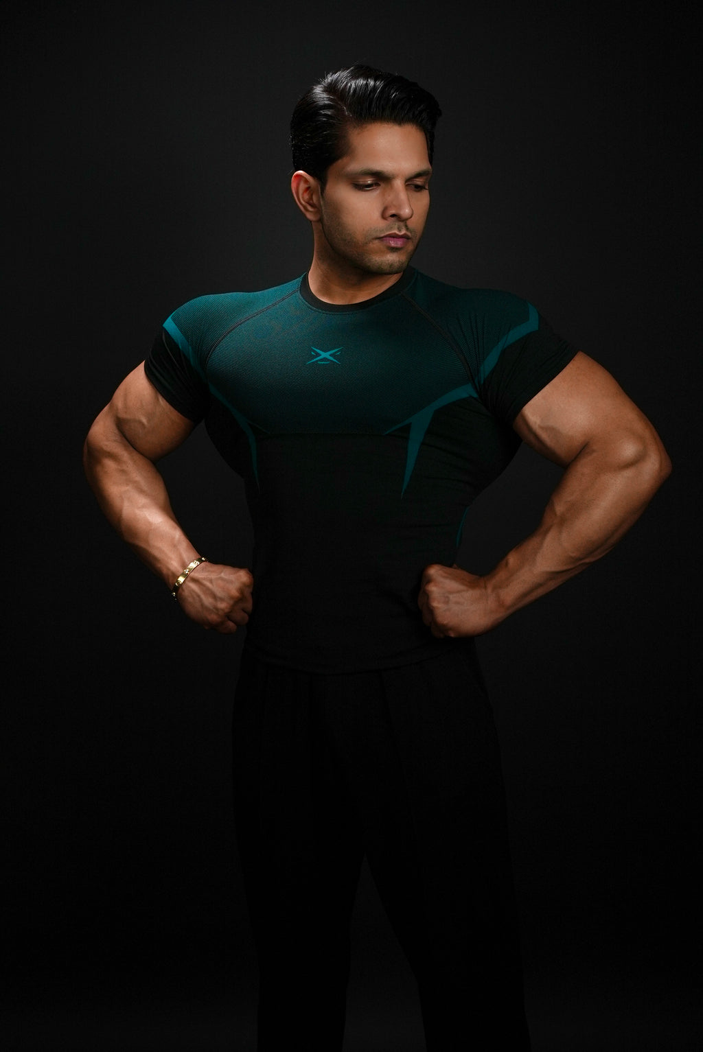 PHANTOM SEAMLESS T-SHIRT TEAL BLUE HALF SLEEVE