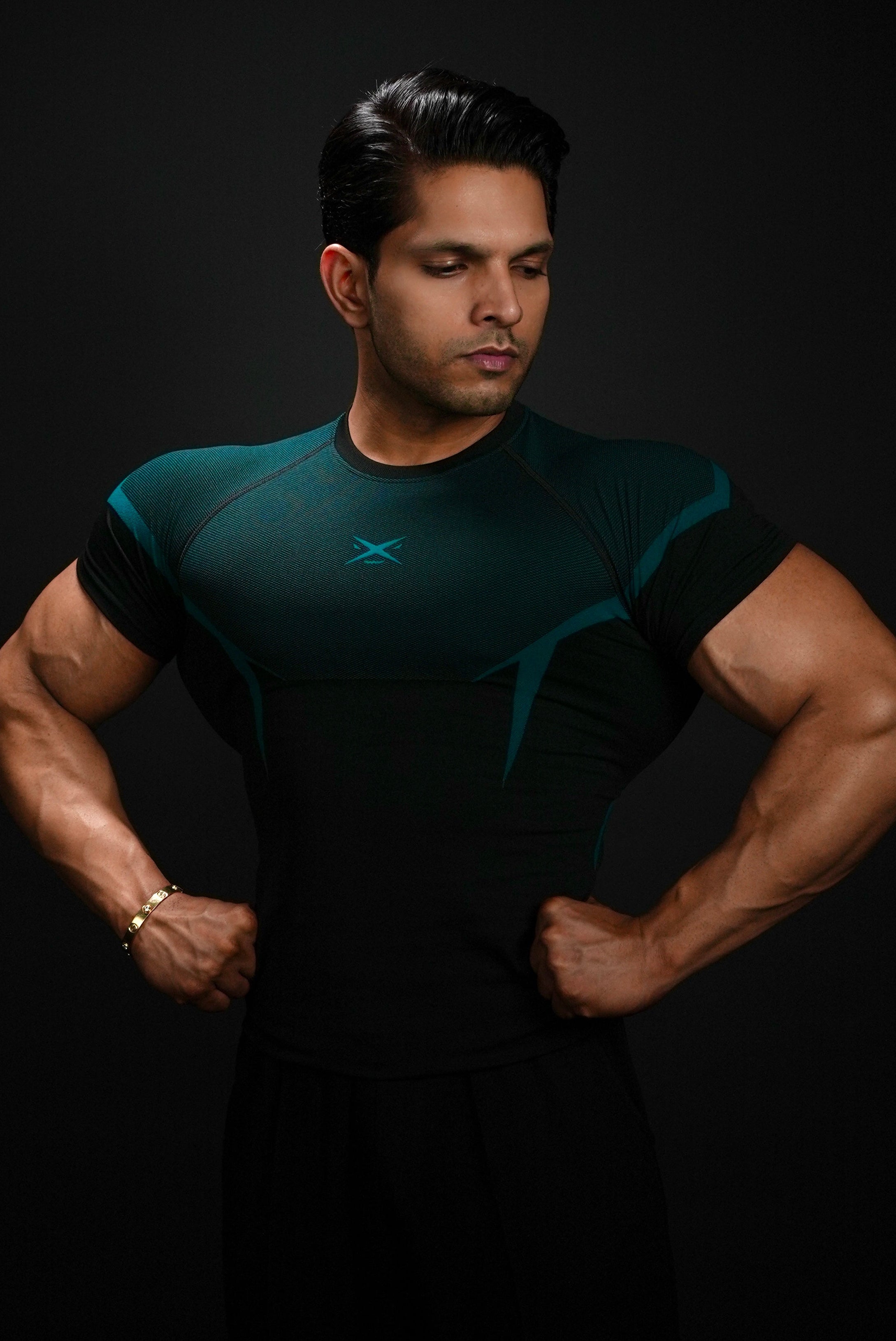 PHANTOM SEAMLESS T-SHIRT TEAL BLUE HALF SLEEVE