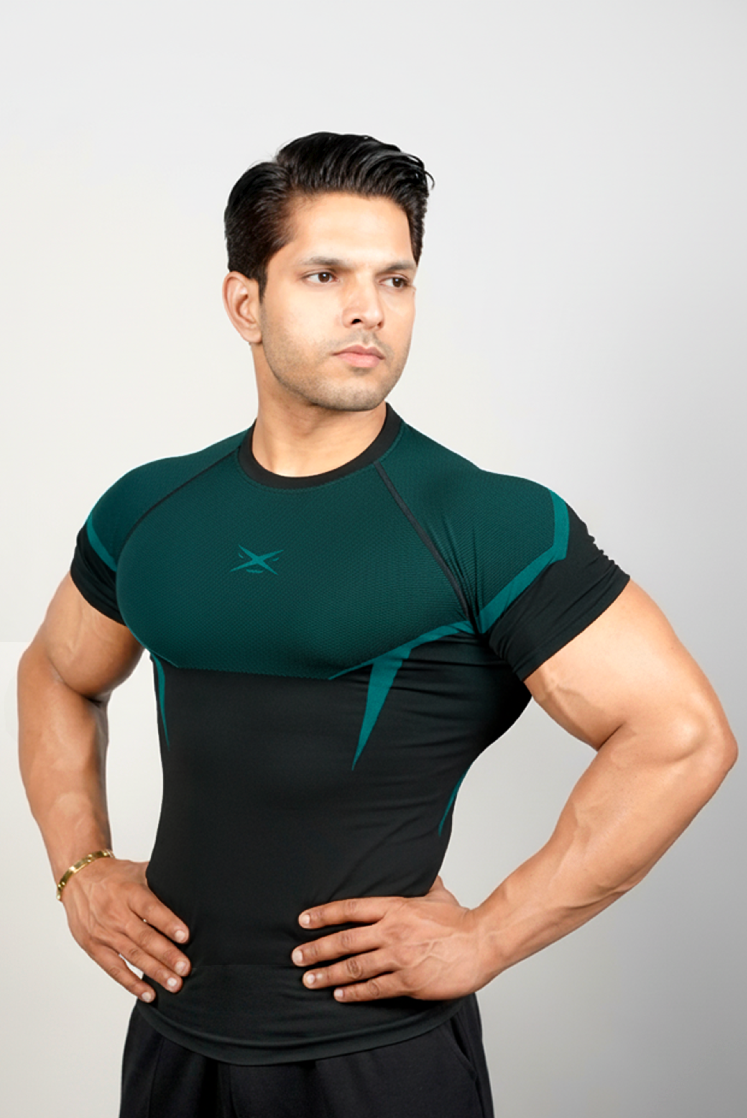 PHANTOM SEAMLESS T-SHIRT TEAL BLUE HALF SLEEVE