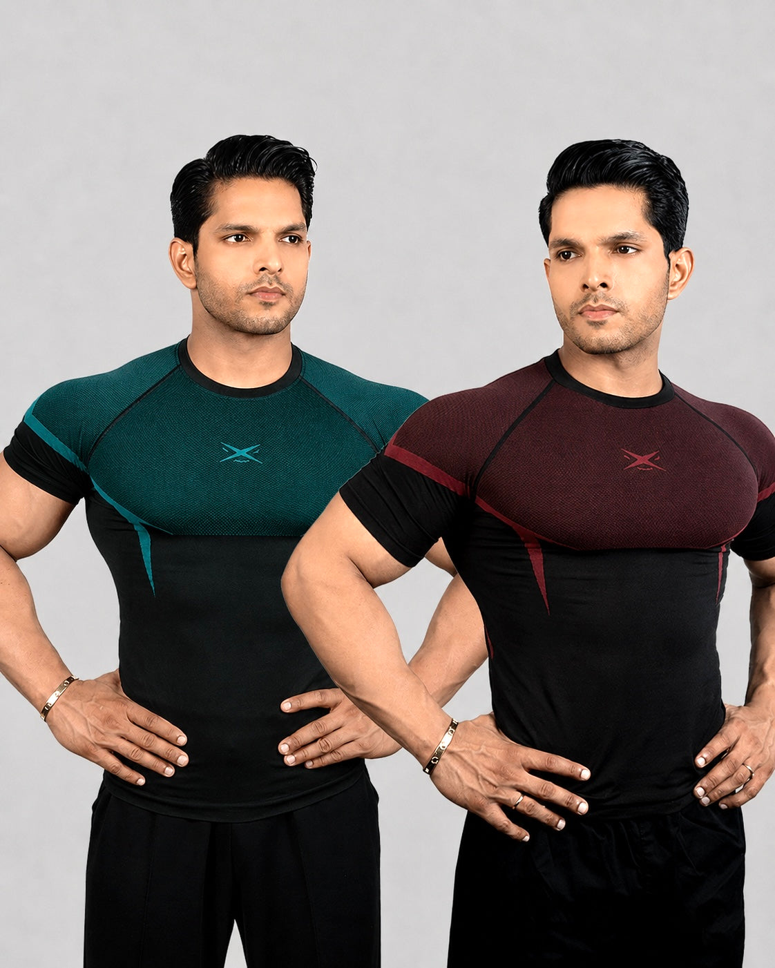 PHANTOM SEAMLESS T-SHIRT RED & TEAL PACK OF 2 HALF SLEEVE