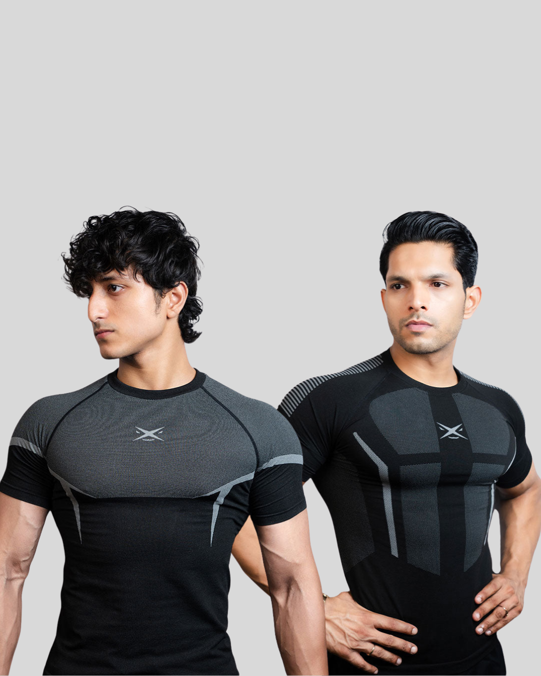 Shaarkx Phantom Seamless T Shirt Pack of 2 Graphite Grey and Grey